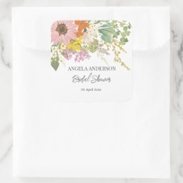 Lente Bloem Tuin Bruidsmeisje Shower Papieren Coas Vierkante Sticker