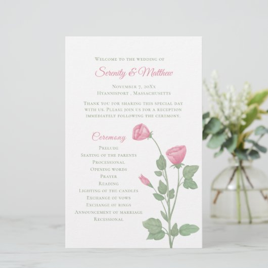 Lente Bloem Tuin Roze Bloemen Bruiloft Programma (Staand voorkant)