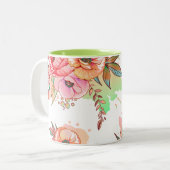 lente Bloem Tweekleurige Koffiemok (Voorkant links)