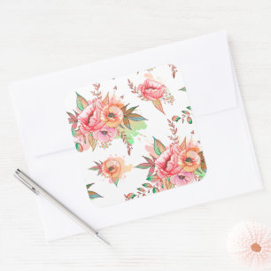 lente Bloem Vierkante Sticker