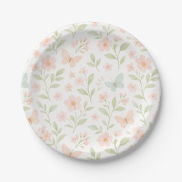 Lente Bloem Vlinder Papieren Borden – pastel Bordje