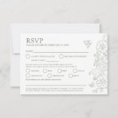 Lente bloem vlinders kunst bruiloft groene maaltij RSVP kaartje (Achterkant)