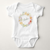 Lente Bloem Waterverf Krans Boho Gepersonaliseerd  Romper (Voorkant)