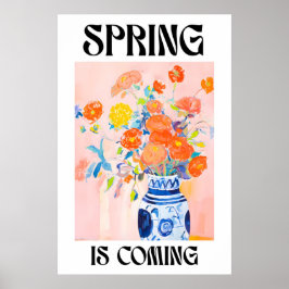 Lente bloemboeket kunstprint vintage vaas poster