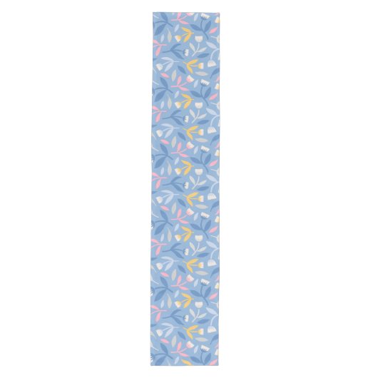Lente Bloemen Aangepast Blauw & Roze Medium Tafelloper (Voorkant)