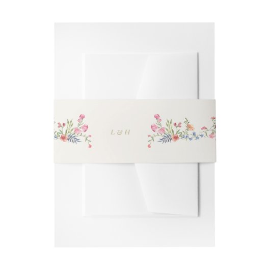 Lente Bloemen Armen Monogram bruiloft Uitnodigingen Wikkel (Voorkant Voorbeeld)