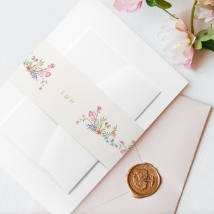 Lente Bloemen Armen Monogram bruiloft Uitnodigingen Wikkel