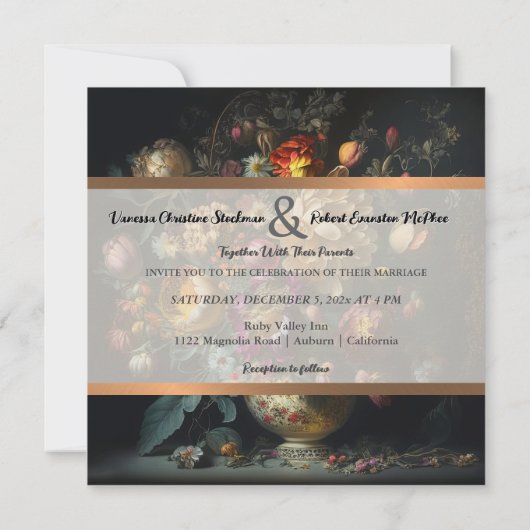 Lente Bloemen Arrangement Huwelijksuitnodiging Kaart (Achterkant)