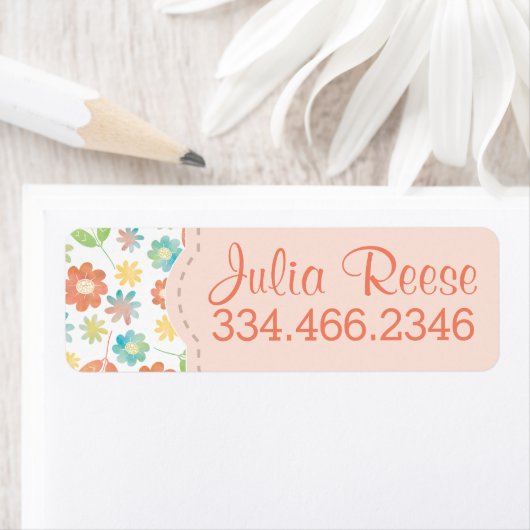 Lente Bloemen & bladeren Digitale Waterverf Patroo Etiket (Insitu)