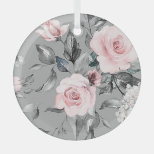 Lente bloemen bladeren hand getrokken glas ornament