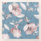 Lente bloemen, bladeren, naadloos ontwerp glazen onderzetter (Voorkant)