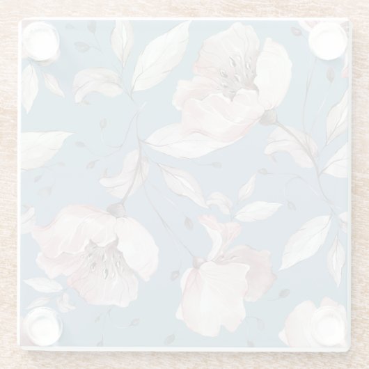 Lente bloemen, bladeren, naadloos ontwerp glazen onderzetter (Achterkant)