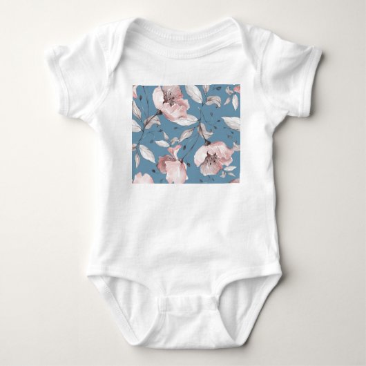 Lente bloemen, bladeren, naadloos ontwerp romper (Voorkant)