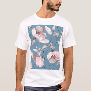Lente bloemen, bladeren, naadloos ontwerp t-shirt