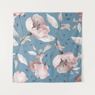 Lente bloemen, bladeren, naadloos ontwerp wandkleed