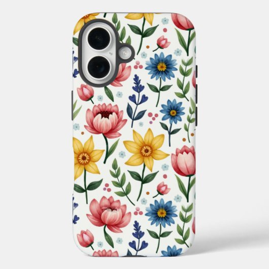 Lente bloemen blauw roze en geel Case-Mate iPhone case (Achterkant)
