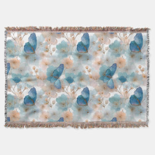 Lente bloemen & Blauwe Vlinder Vintage Deken