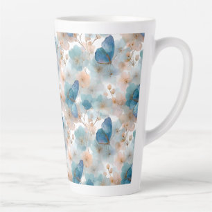 Lente Bloemen & Blauwe Vlinder Vintage Latte Mok