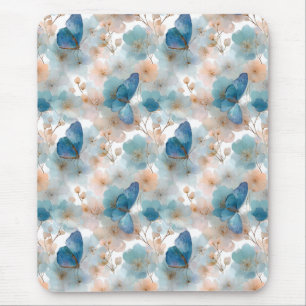 Lente bloemen & Blauwe Vlinder Vintage Muismat