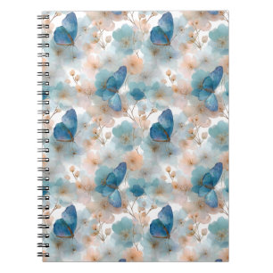 Lente Bloemen & Blauwe Vlinder Vintage Notitieboek