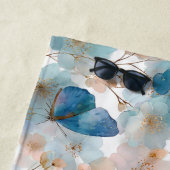 Lente bloemen & Blauwe Vlinder Vintage Strandlaken (In situ)