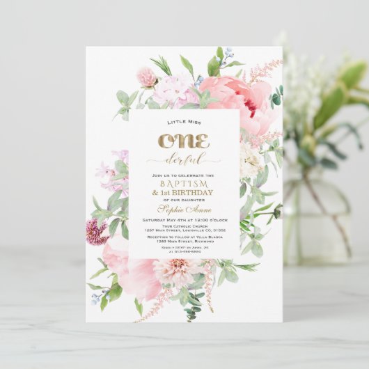 Lente Bloemen Bloeien Eerst Verjaardag & Doop Kaart (Staand voorkant)