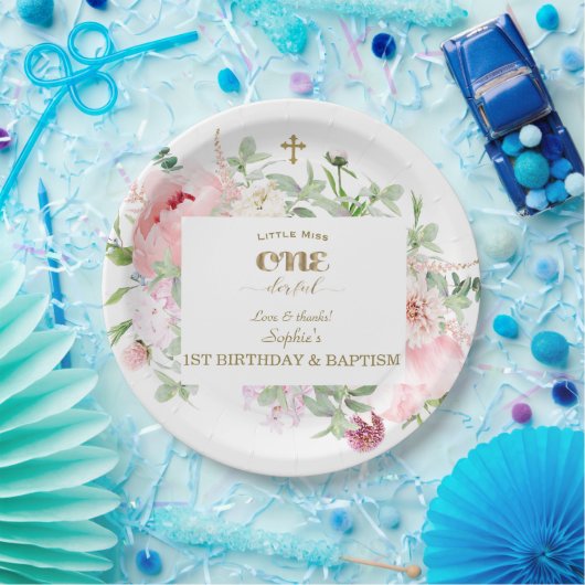 Lente Bloemen Bloeien Eerst Verjaardag & Doop Papieren Bordje (Feest)