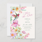 Lente bloemen bloeiende bruiloft save the date (Voorkant)