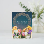 Lente Bloemen Bloem Elegant Save the Date Chic Aankondigingskaart (Staand voorkant)