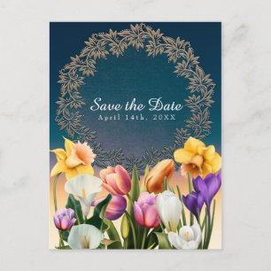 Lente Bloemen Bloemig Elegant Bewaar de Datum Chic Aankondigingskaart
