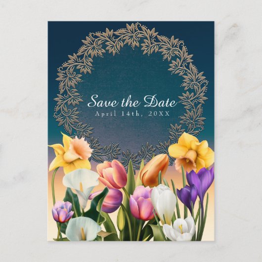 Lente Bloemen Bloemig Elegant Save the Date Chic Aankondigingskaart (Voorkant)