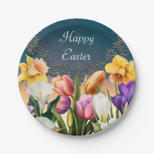 Lente Bloemen Bloemstuk Elegante Chic Feest Papieren Bordje