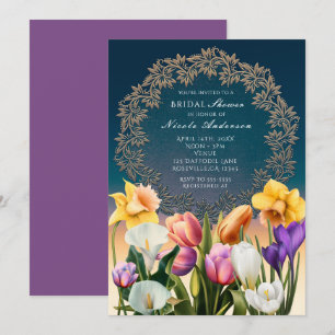 Lente Bloemen Bloemstuk Elegante Uitnodigingen