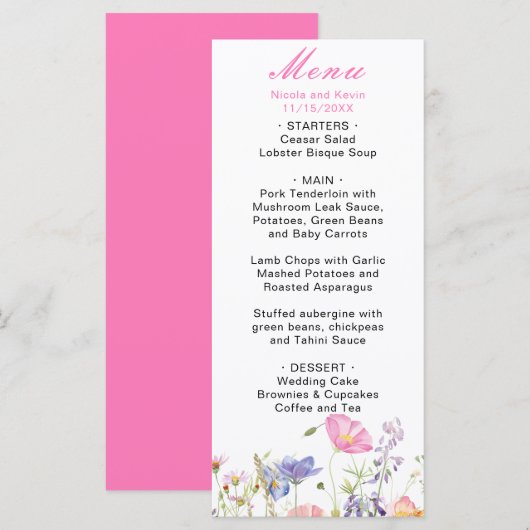 Lente Bloemen Boeket Menu (Voorkant / Achterkant)