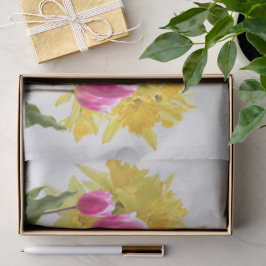 Lente Bloemen / Boeket van Narcissen, Roze Tulpen Tissuepapier