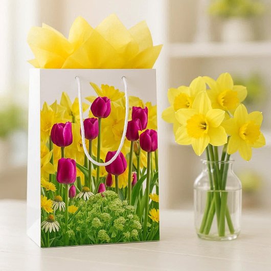Lente Bloemen / Boeket van Narcissen, Tulpen Medium Cadeauzakje