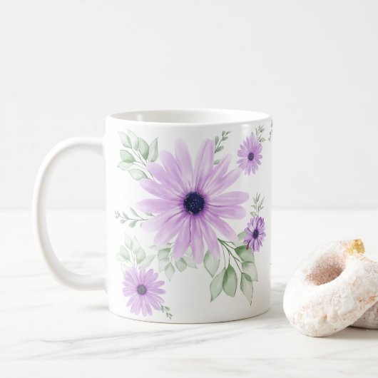 Lente Bloemen Botanisch Patroon Kleurrijk Koffiemok (Met donut)