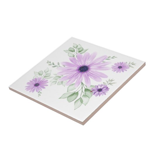 Lente Bloemen Botanisch Patroon Kleurrijk Tegeltje (Zijkant)