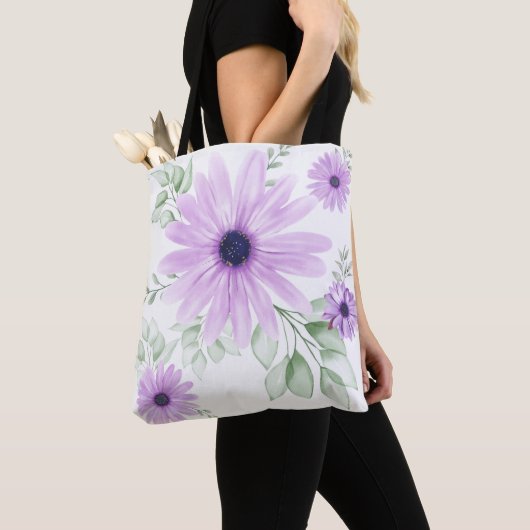 Lente Bloemen Botanisch Patroon Kleurrijk Tote Bag (Dichtbij)