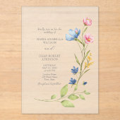 Lente Bloemen bruiloft Frosted Acryl Uitnodigingen (Voorkant)