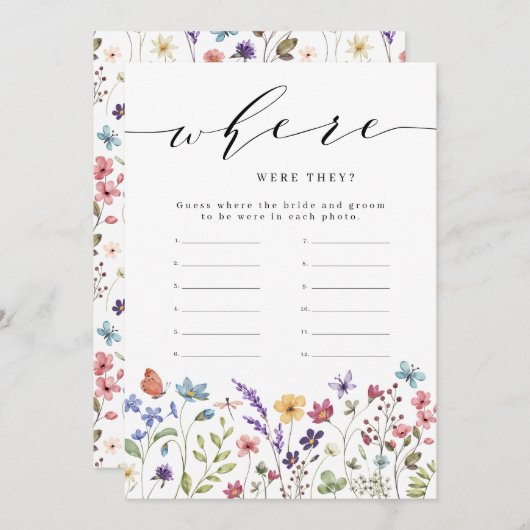 Lente Bloemen Bruiloft Spel Waar Waren Ze Kaart (Voorkant / Achterkant)