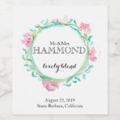 Lente Bloemen Bruiloft Wijn Label Etiket (Enkel label)