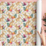 Lente Bloemen Bunnies Galore Cadeaupapier<br><div class="desc">Tan konijntjes zittend naast roze,  geel,  groen en gouden waterverf florals op een romige witte achtergrond. Schattige voor familie en kinderen,  en ideaal voor paasgeschenken,  verjaardagen,  tuinfeesten,  afstuderen of vrijgezellenfeesten. Er is een bijpassende servies set voor speciale feestjes.</div>