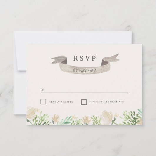Lente Bloemen Crest Bruiloft RSVP (Voorkant)