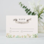 Lente Bloemen Crest Bruiloft RSVP Kaartje (Staand voorkant)