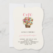 Lente Bloemen Cupcake 1e Verjaardagsfeest Uitnodig Kaart (Voorkant)