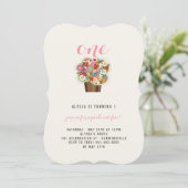 Lente Bloemen Cupcake 1e Verjaardagsfeest Uitnodig Kaart (Staand voorkant)