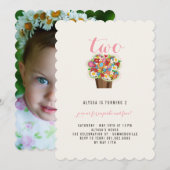 Lente Bloemen Cupcake 2e Verjaardagsfeest Uitnodig Kaart (Voorkant / Achterkant)