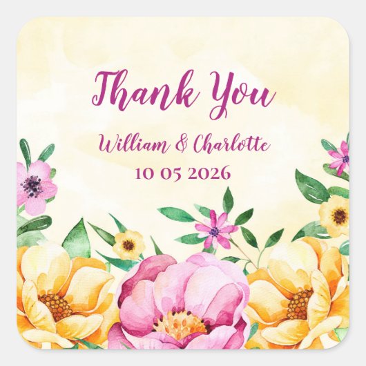 Lente Bloemen Dank u bruiloft gunst Label (Voorkant)