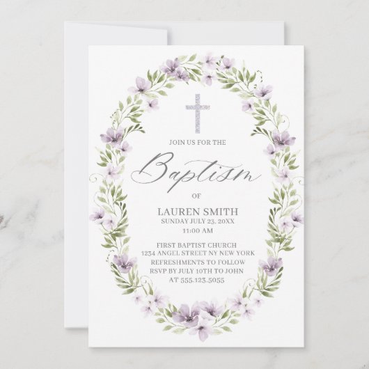 Lente Bloemen Doop Kruis doopsel Kaart (Voorkant)